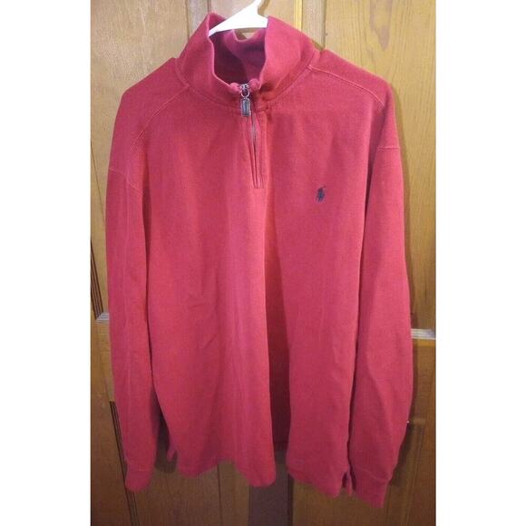 Vtg Polo Ralph Lauren men's 1/4 Zip Sweater Set sz 2XL Red & Brown Mock Neck - Picture 2 of 13
